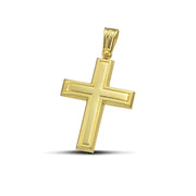 Ανδρικός σταυρός βάπτισης από χρυσό Κ14 γυαλιστερός με ματ πλαίσιο