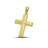 Ανδρικός σταυρός βάπτισης από χρυσό Κ14 γυαλιστερός με ματ πλαίσιο