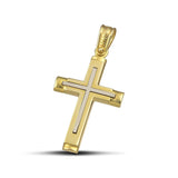 Ανδρικός σταυρός βάπτισης από χρυσό Κ14 με λευκόχρυσο σχέδιο