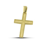 Ανδρικός σταυρός βάπτισης χρυσός Κ14, με σαγρέ επιφάνεια. 