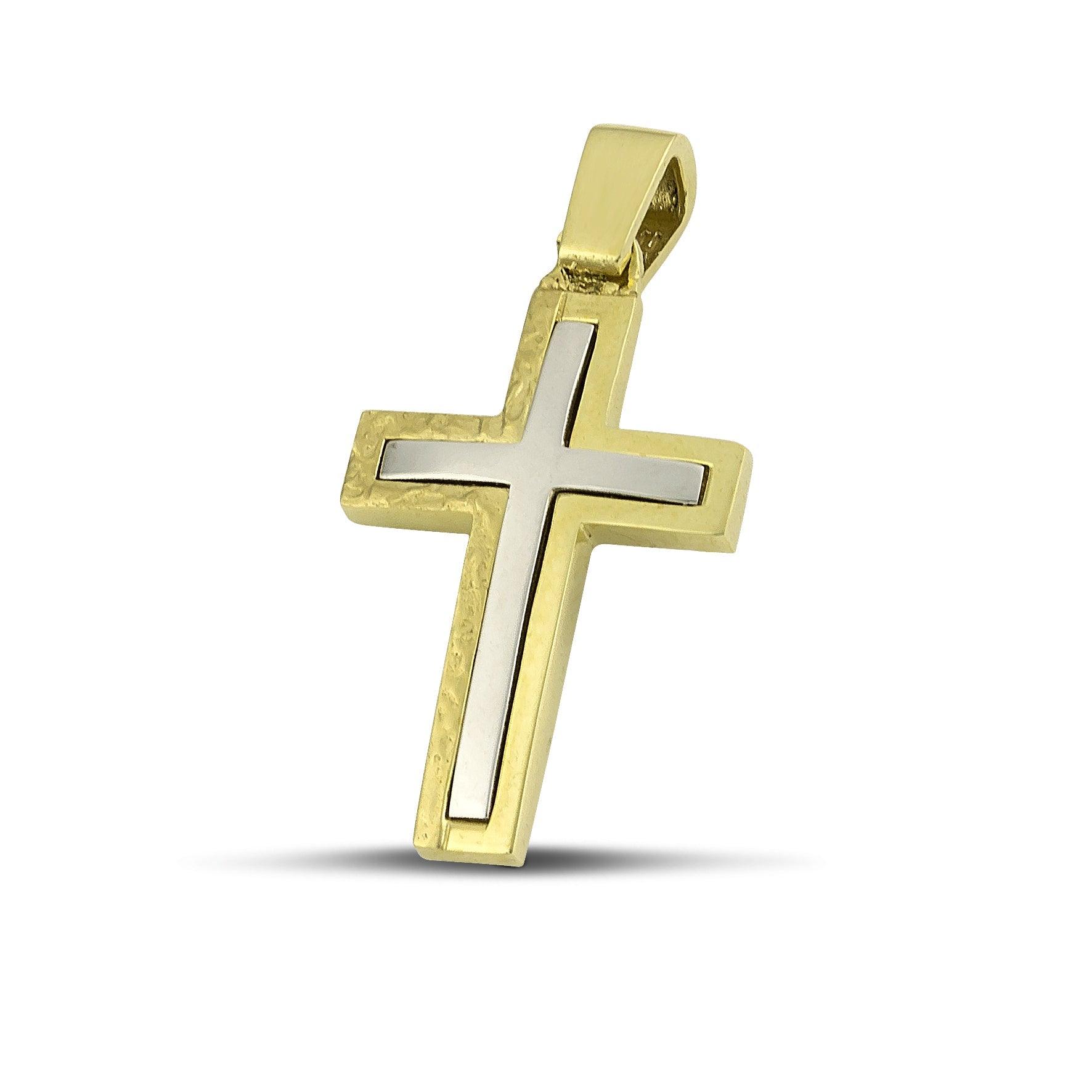 Ανδρικός χρυσός σταυρός βάπτισης Κ14 Διπλής Όψεως.