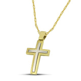 Ανδρικός χρυσός σταυρός βάπτισης Κ14 Διπλής Όψεως με «Θ» αλυσίδα. 