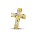 Ανδρικός χρυσός σταυρός βάπτισης Κ14 διπλής όψεως  με λευκόχρυσο