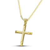 Χρυσός και λευκόχρυσος σταυρός από χρυσό Κ14 για άντρα. Περασμένος σε κλασσική αλυσίδα.