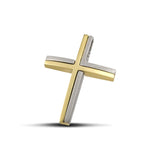 Ανδρικός χρυσός σταυρός βάπτισης Κ14 δίχρωμος ματ