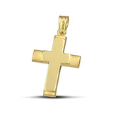 Ανδρικός χρυσός σταυρός βάπτισης Κ14 γυαλιστερός με ματ λεπτομέρειες