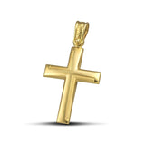 Ανδρικός χρυσός σταυρός βάπτισης Κ14 γυαλιστερός με ματ λεπτομέρειες