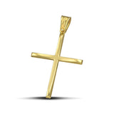 Χρυσός βαφτιστικός σταυρός Κ14, με κλασσικό σχεδιασμό. Ανδρικό χειροποίητο κόσμημα.