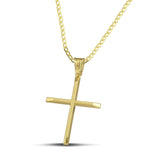 Χρυσός βαφτιστικός σταυρός Κ14 για άντρα. Χειροποίητο κόσμημα με ελαφριά κατασκευή. Περασμένος σε κλασσική αλυσίδα.