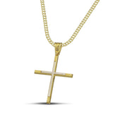 Ανδρικός σταυρός από χρυσό 14 καρατίων και λευκόχρυσο, περαασμένο σε πλεκτή αλυσίδα.