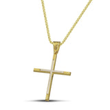 Ανδρικός σταυρός από χρυσό 14 καρατίων και λευκόχρυσο, περαασμένο σε πλεκτή, λεπτή αλυσίδα.