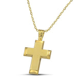 Ανδρικός χρυσός σταυρός βάπτισης Κ14 ματ με λεπτή αλυσίδα.