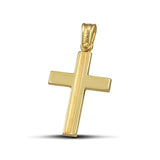 Βαπτιστικός σταυρός από χρυσό Κ14 για άντρα. Κλασσικό σχέδιο με ματ γραμμή.