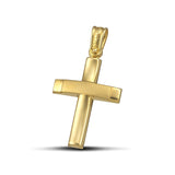 Ανδρικός χρυσός σταυρός βάπτισης Κ14 με ματ γραμμή