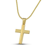 Βαπτιστικός σταυρός από χρυσό Κ14 για άντρα. Κλασσικό σχέδιο με ματ γραμμή και παχιά αλυσίδα.