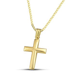 Ανδρικός σταυρός από χρυσό Κ14 με ματ. Χειροποίητο κόσμημα με κλασσική αλυσίδα.