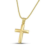 Ανδρικός σταυρός από χρυσό Κ14 με ματ. Χειροποίητο κόσμημα με λεπτή αλυσίδα. 