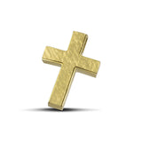 Ανδρικός χρυσός σταυρός Κ14 διπλής όψεως με ανάγλυφη επιφάνεια