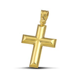 Ανδρικός χρυσός σταυρός Κ14 γυαλιστερός με στρογγυλεμένες γωνίες
