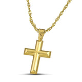 Κλασσικός χρυσός βαπτιστικός σταυρός Κ14 για αγόρι, περασμένος σε πλεκτή αλυσίδα.