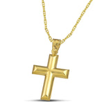 Κλασσικός χρυσός βαπτιστικός σταυρός Κ14 για αγόρι, περασμένος σε «Θ» αλυσίδα.