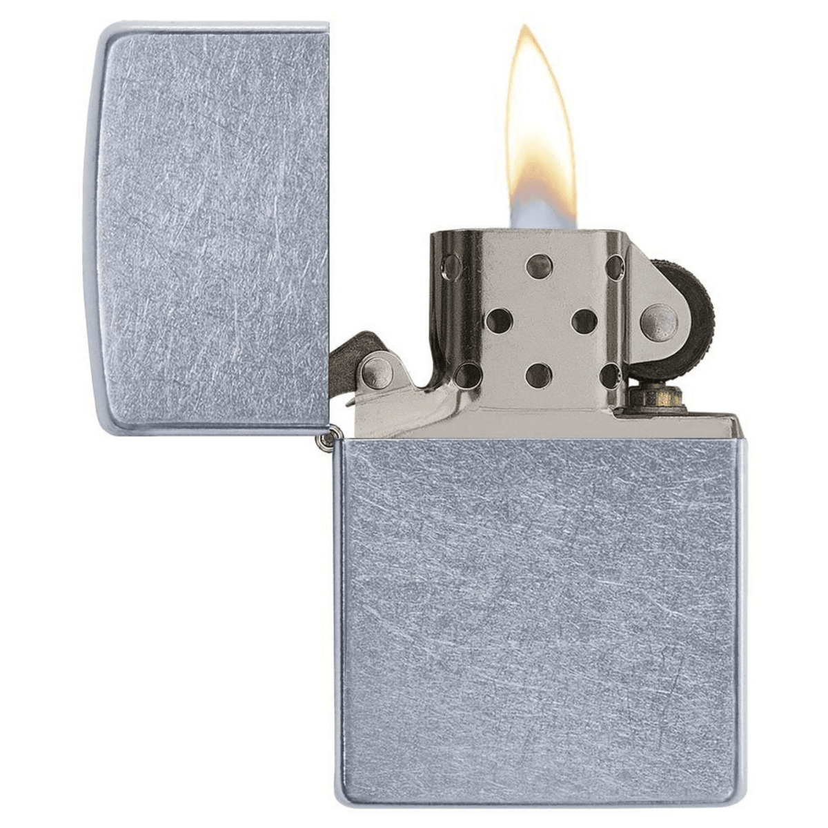Αντιανεμικός αναπτήρας Zippo Street Chrome 207 σε ασημί χρώμα με ματ υφή και δυνατότητα χαράγματος για ένα προσωποποιημένο δώρο.