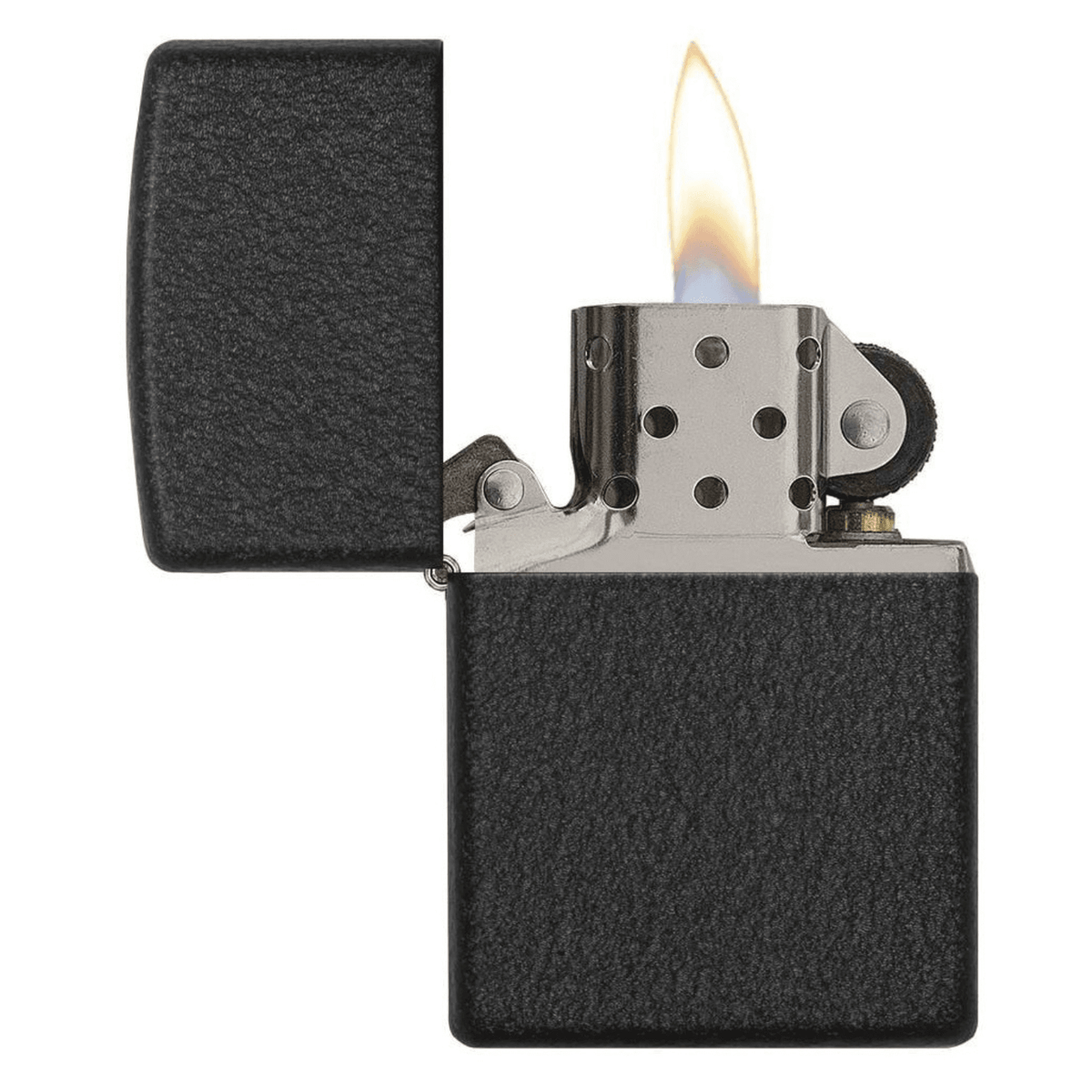 Αντιανεμικός αναπτήρας Zippo Black Crackle 236 σε μαύρο μεταλικό χρώμα με ματ υφή και δυνατότητα χάραξης.