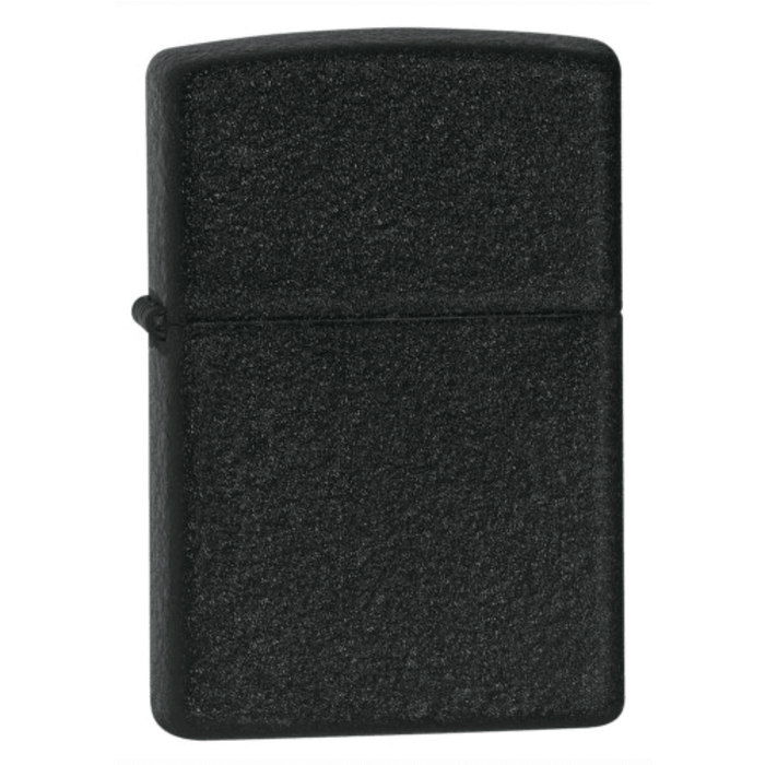 Αντιανεμικός αναπτήρας Zippo Black Crackle 236 σε μαύρο μεταλικό χρώμα με ματ υφή και δυνατότητα χάραξης.