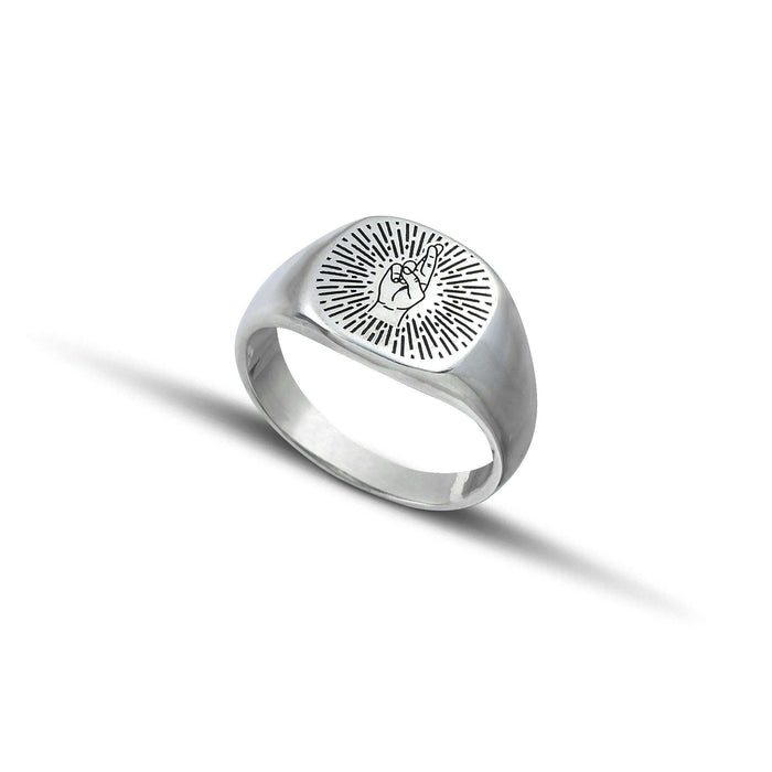 Ασημένιο δαχτυλίδι 925 fingers crossed επιπλατινωμένο - themelidisjewels