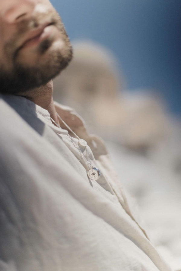 Ασημένιο Κολιέ 925 Πυξίδα με Θήκη για Φωτογραφία NL121