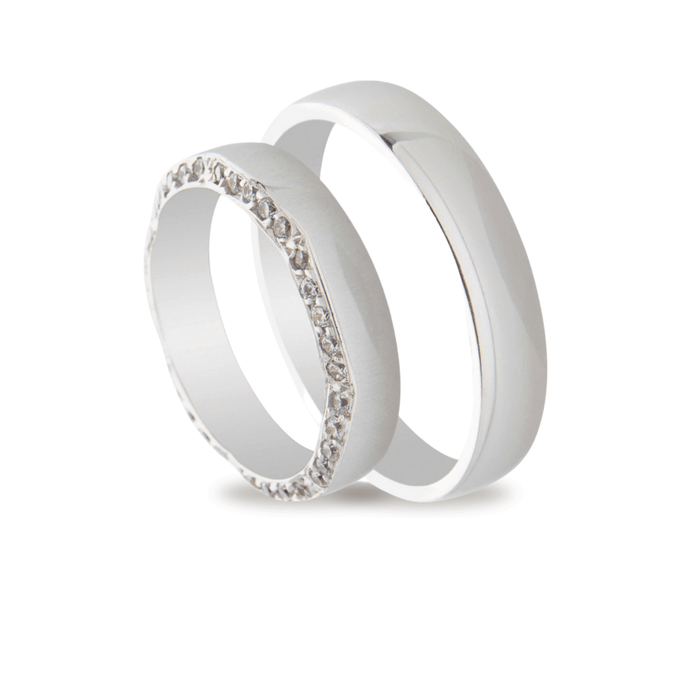 Βέρες Σετ Λευκόχρυσες Λουστράτες με Ζιργκόν MASCHIO FEMMINA TMF-90 - themelidisjewels