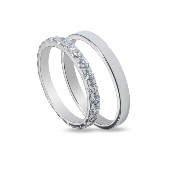 Βέρες Σετ Λευκόχρυσες με Ζιργκόν MASCHIO FEMMINA SL60 - themelidisjewels