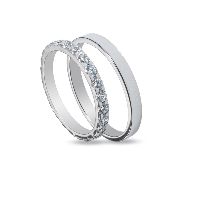 Βέρες Σετ Λευκόχρυσες με Ζιργκόν MASCHIO FEMMINA SL60 - themelidisjewels