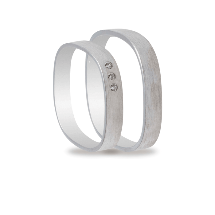 Βέρες Σετ Λευκόχρυσες Σαγρέ με Ζιργκόν MASCHIO FEMMINA TMF-40 - themelidisjewels