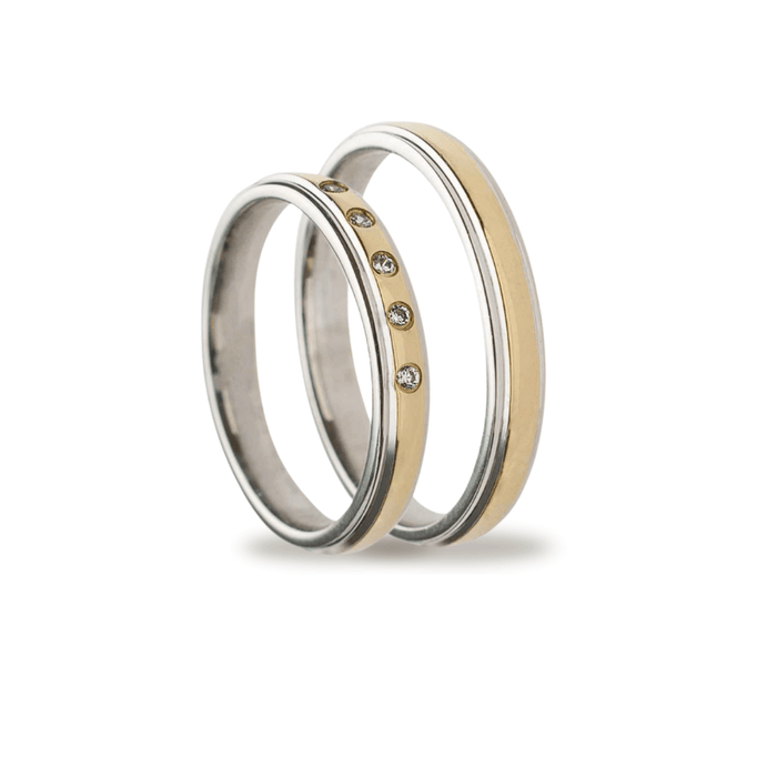 Βέρες Σετ Λευκόχρυσες Χρυσές Λουστράτες με Ζιργκόν MASCHIO FEMMINA TMF-17 - themelidisjewels