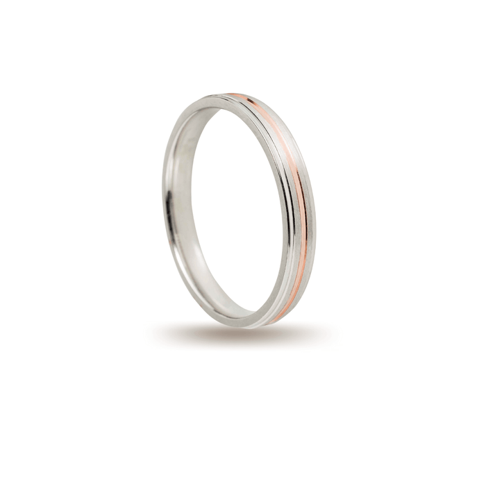 Βέρες Σετ Ροζ Χρυσές Λευκόχρυσες Λουστράτες και Σαγρέ MASCHIO FEMMINA C4372-E - themelidisjewels