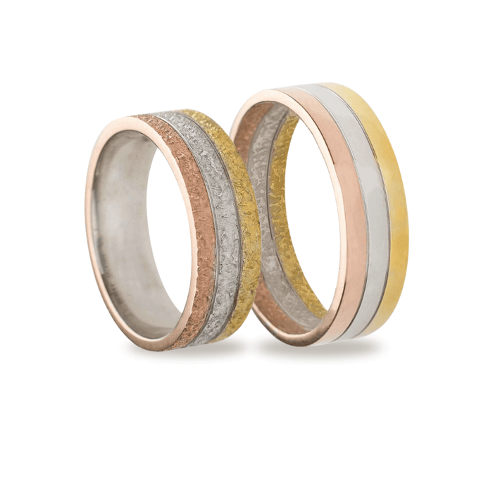 Βέρες Σετ Τρίχρωμες Λουστράτες και Σφυρίλατες MASCHIO FEMMINA TMF-08 - themelidisjewels