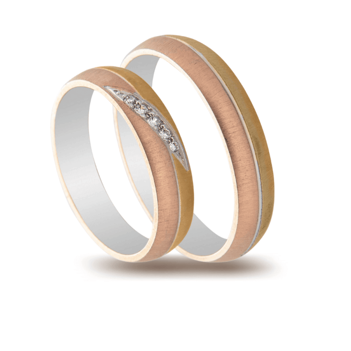 Βέρες Σετ Τρίχρωμες με Ζιργκόν MASCHIO FEMMINA TMF-82 - themelidisjewels