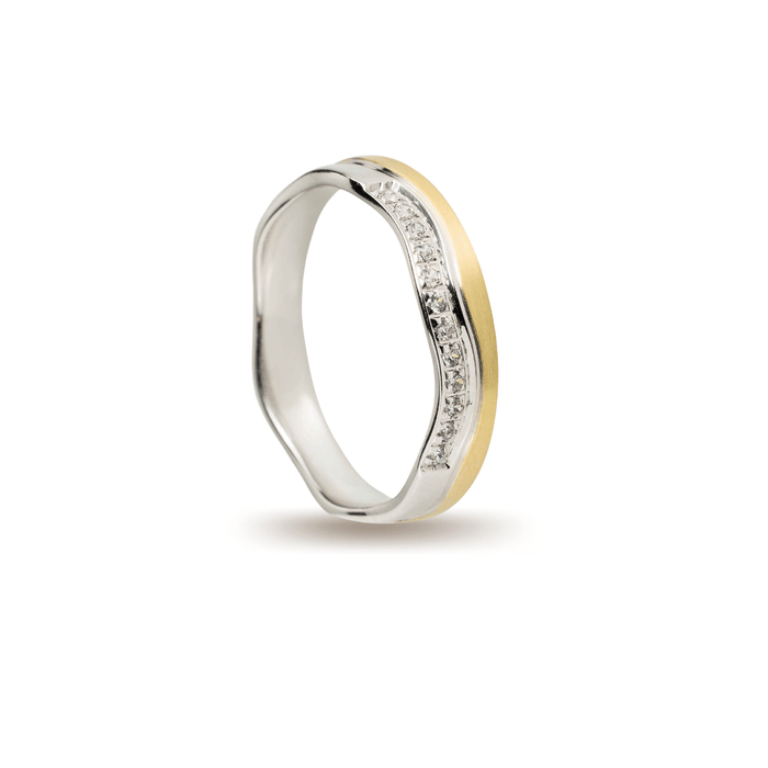 Βέρες Σετ Χρυσές Λευκόχρυσες Λουστράτες με Ζιργκόν MASCHIO FEMMINA F2527-CZ - themelidisjewels