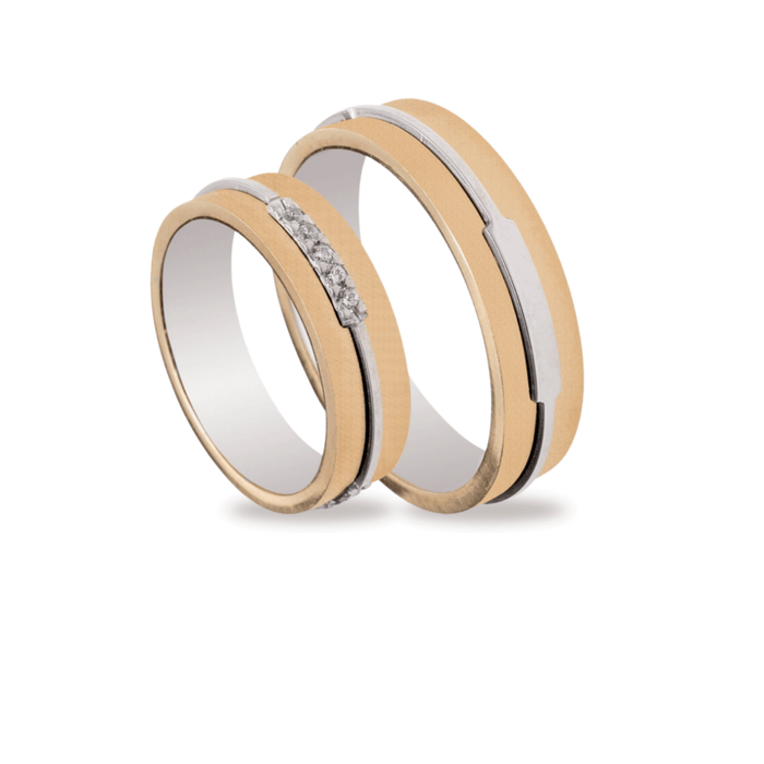 Βέρες Σετ Χρυσές Λευκόχρυσες Λουστράτες με Ζιργκόν MASCHIO FEMMINA TMF-59 - themelidisjewels