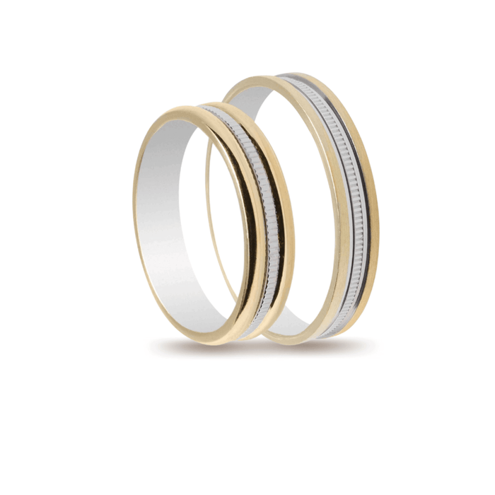 Βέρες Σετ Χρυσές Λευκόχρυσες Σφυρίλατες και Σαγρέ MASCHIO FEMMINA TMF-41 - themelidisjewels