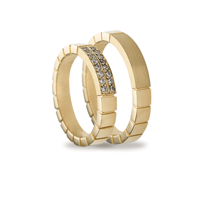 Βέρες Σετ Χρυσές Ματ με Ζιργκόν MASCHIO FEMMINA TMF-12 - themelidisjewels