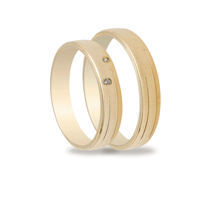 Βέρες Σετ Χρυσές Σαγρέ με Ζιργκόν MASCHIO FEMMINA TMF-35 - themelidisjewels