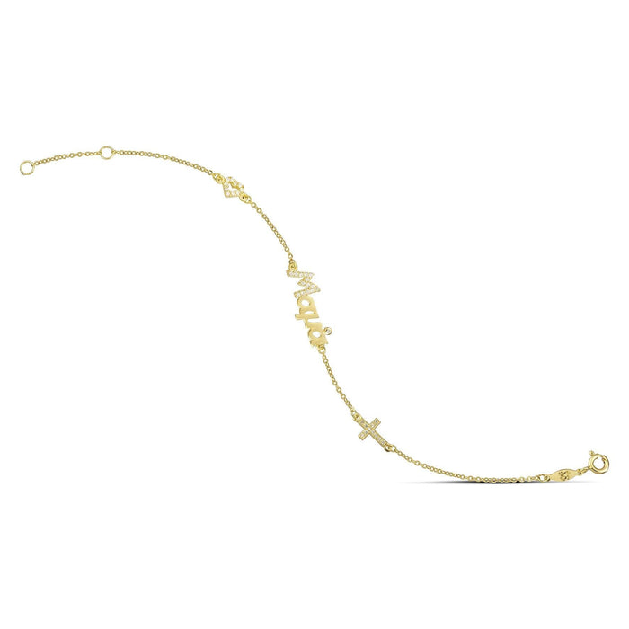 Βραχιόλι χρυσό Μαμά με σταυρό - themelidisjewels