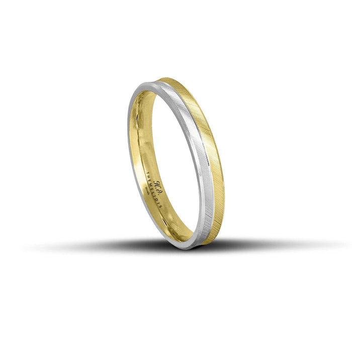 Δίχρωμες βέρες γάμου λευκόχρυσες και χρυσές σαγρέ, πλάτους 3 mm.