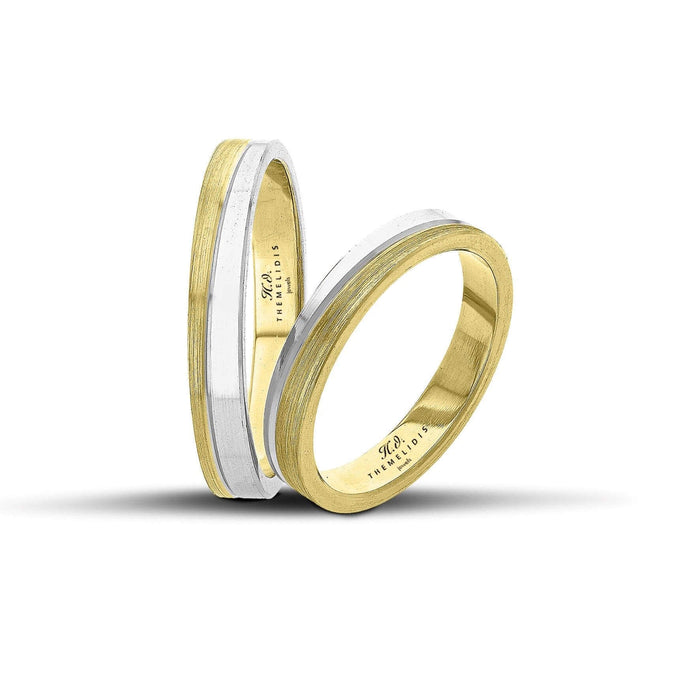 Δίχρωμες Βέρες Γάμου Χρυσές - Λευκόχρυσες ματ. Πλάτος 3.5mm 