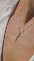 Βαπτιστικός Σταυρός για Κορίτσι MCS097 Χρυσός 14K Μίνιμαλ με Κεντρικό Ζιργκόν