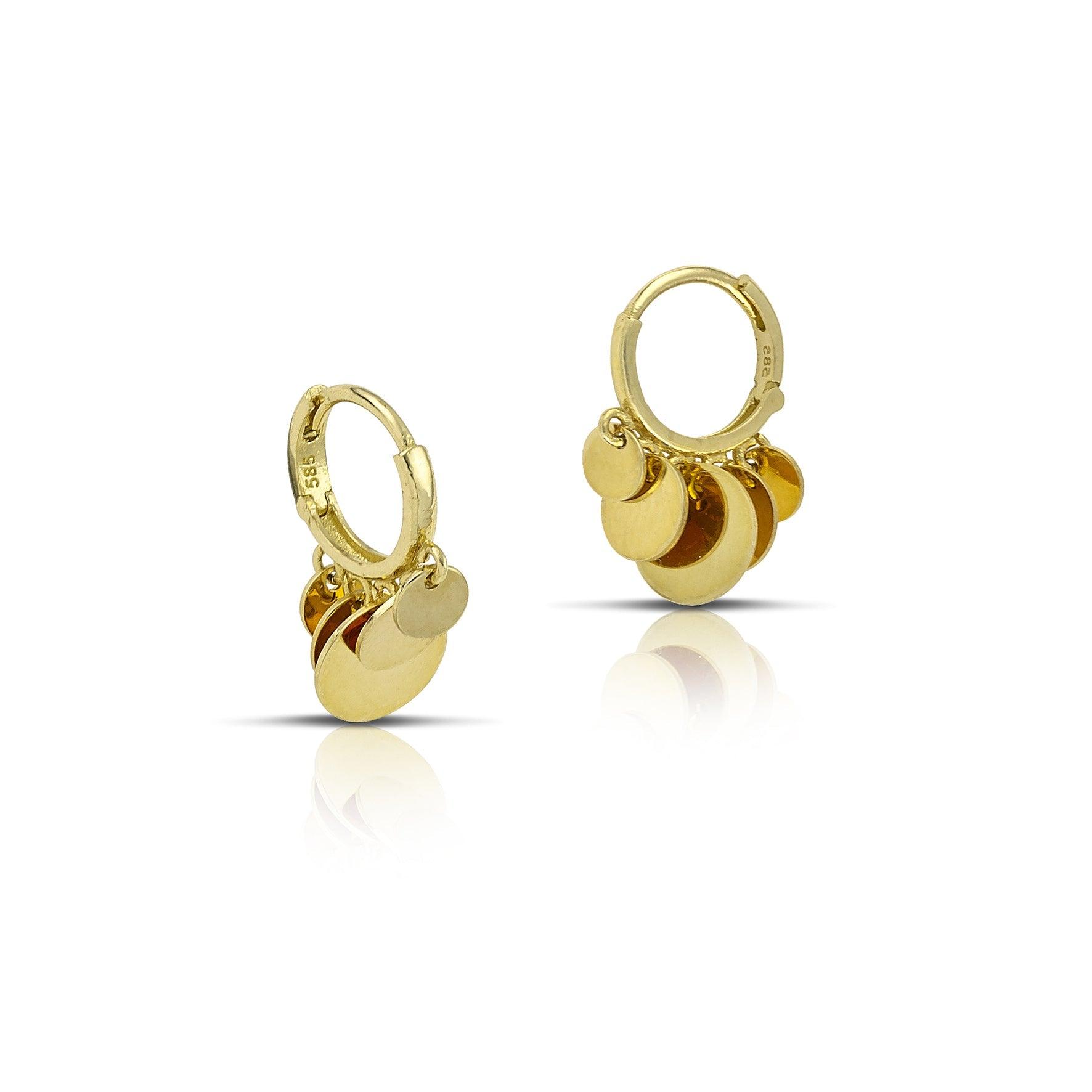 Γυναικεία σκουλαρίκια κρίκοι χρυσοί με κρεμαστά στοιχεία