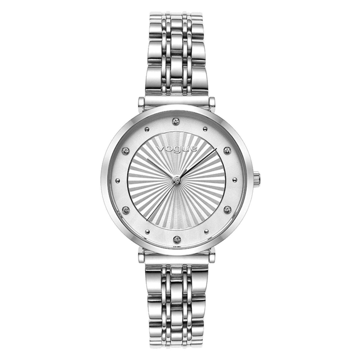 Γυναικείο ρολόι Vogue New Bliss 2020815381 με ασημί ατσάλινο μπρασελέ και ασημί καντράν διαμέτρου 32mm με ζιργκόν.