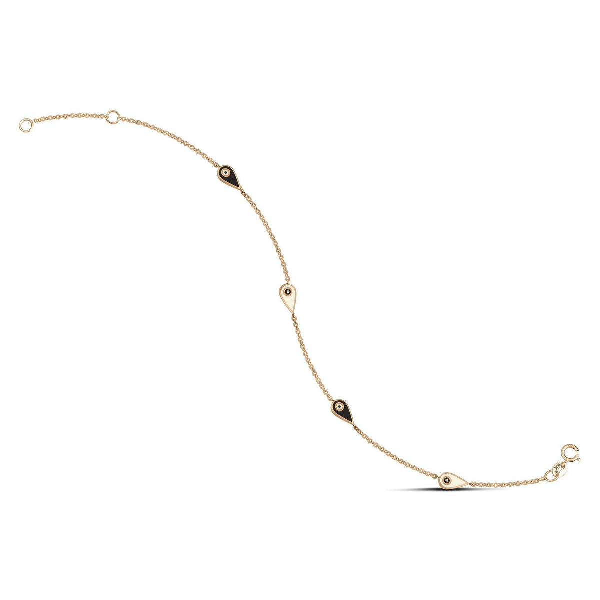 Γυναικείο βραχιόλι ροζ χρυσό με ματάκια από σμάλτο BT028 από ροζ χρυσό 14 καρατίων
